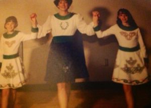 My sister, mom, and I in our Irish dance dresses.
